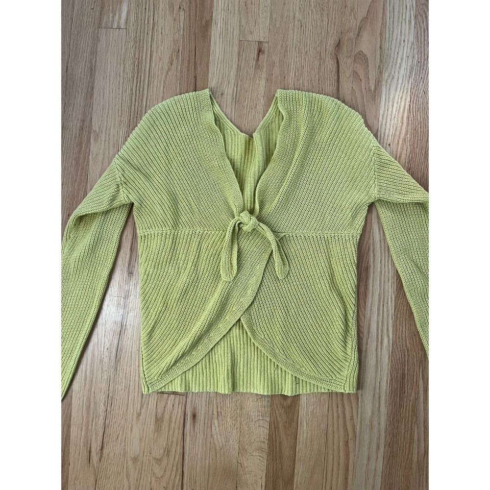 Loft Bright Avocado Tie Back Sweater‎ Medium